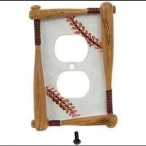 BATS ABOUT BASEBALL CERAMIC RESIN DUAL OUTLET COVER BNWT SO 1 LEFT!
